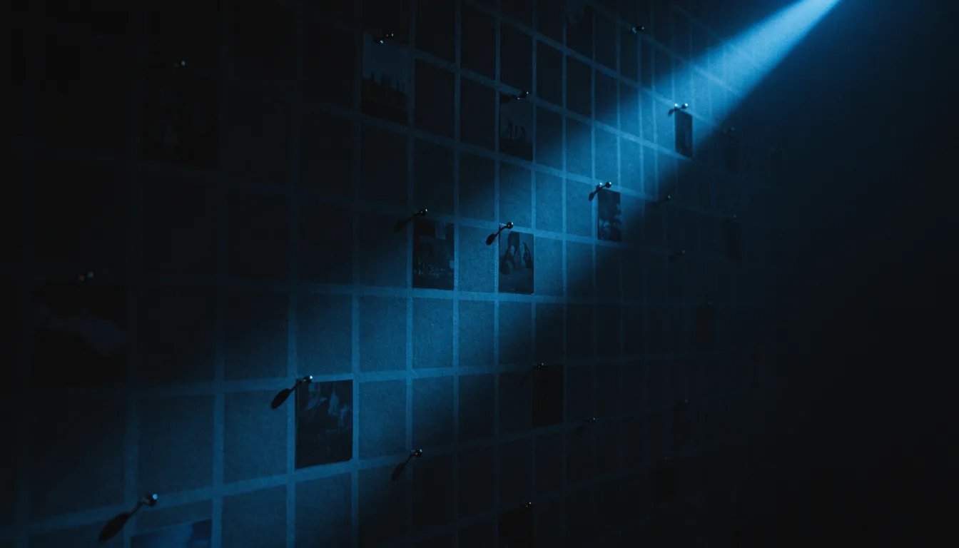 A dark production wall calendar with frames pinned to each week